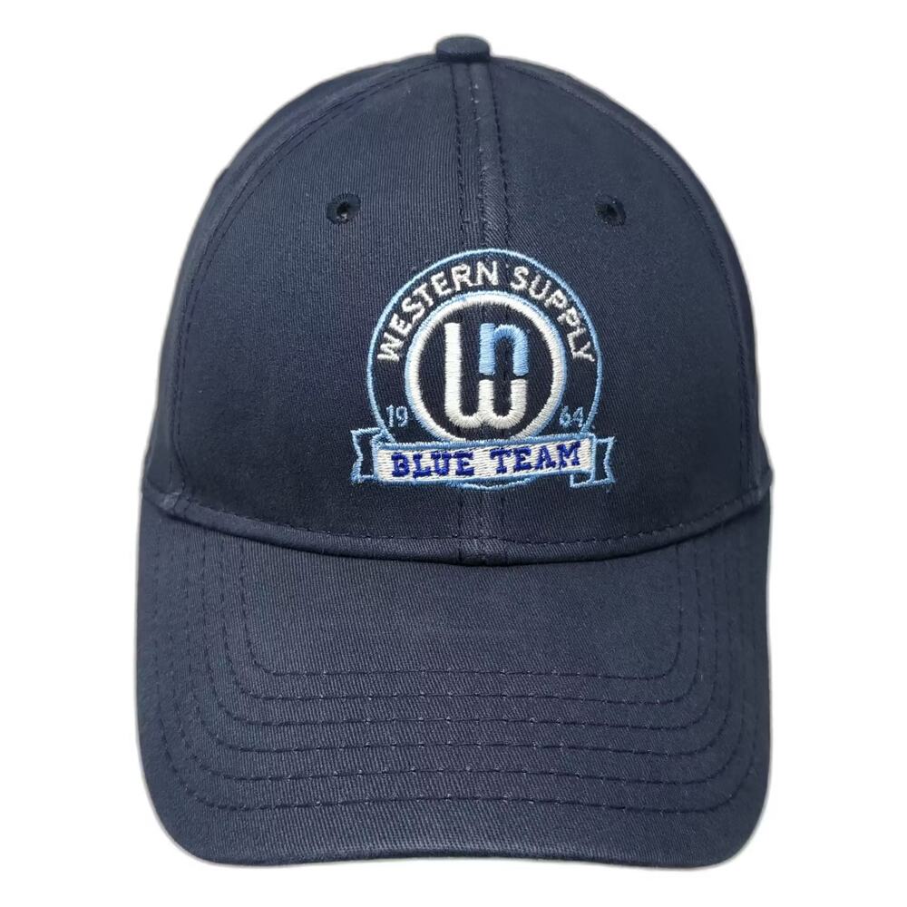 DPC Baseball Cap Blue White OS Fitted Western Supply Team Embroidered Flex Hat